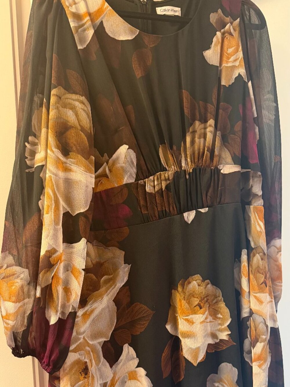 Calvin Klein Chiffon Dress Black Size 16